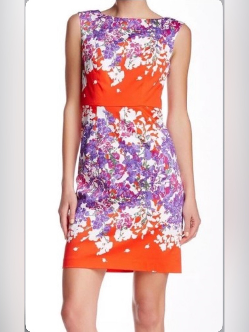 Adrianna Papell Women Ladies Floral Sheath Dress Size 8 summer party cocktail